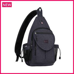 Canvas Sling Backpack with Anti-Theft Pocket, Hiking Daypack for Travel